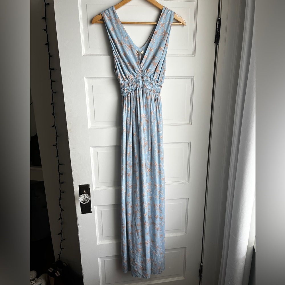 Chic Light Blue Palm Tree Maxi Dress